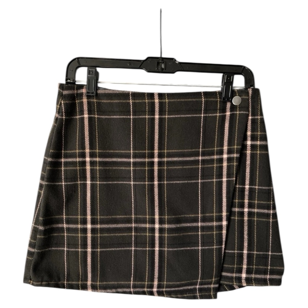 No Boundaries Junior's Flannel Plaid Faux Wrap Mini Skirt Size M Scotland Style